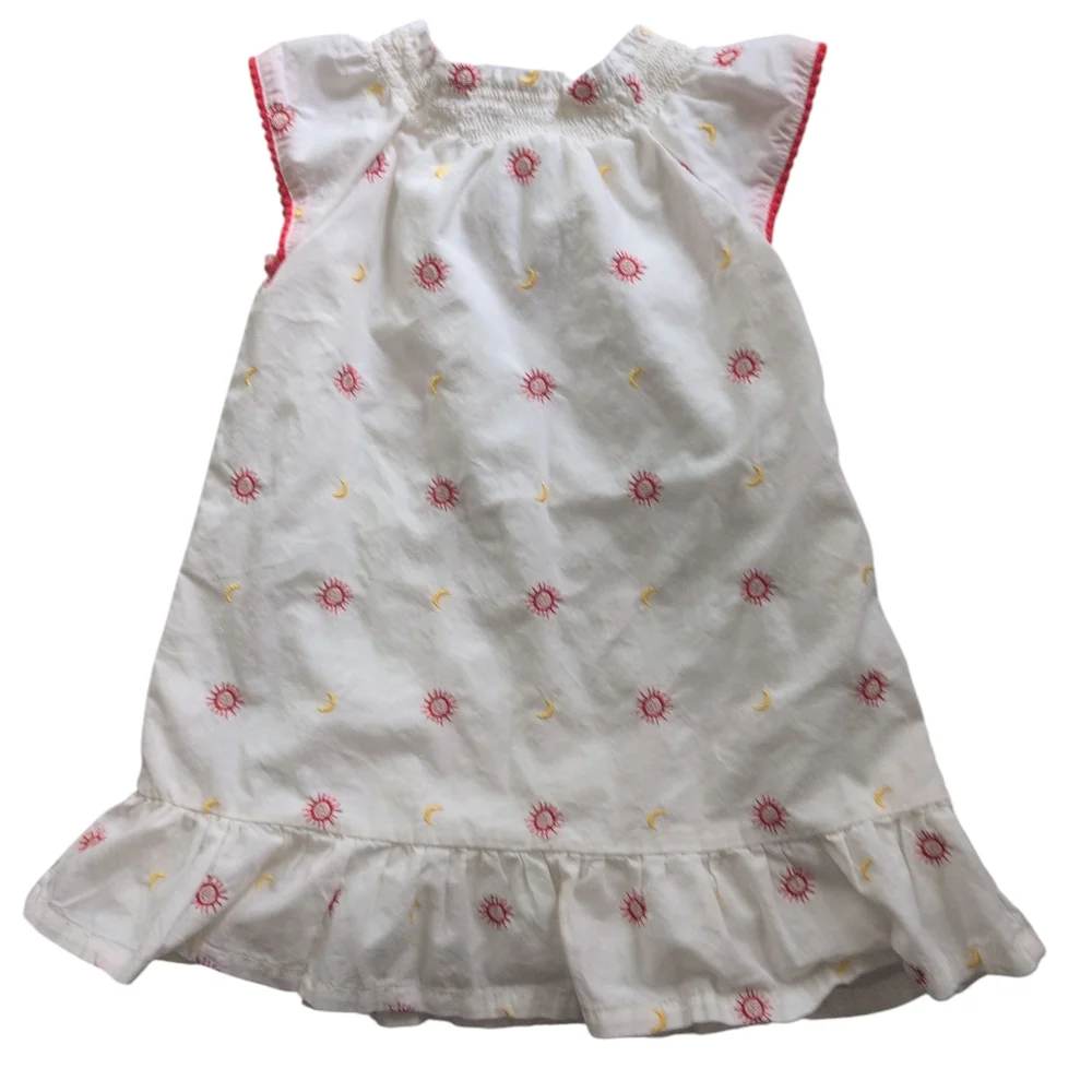 Genuine Kid from Oshkosh Girl's Dress 12M Moon & Sun Embroidered‎ Ivory/Orange